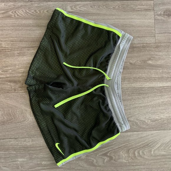Nike Neon Yellow Green Mesh DriFit Sports Shorts - Picture 4 of 6